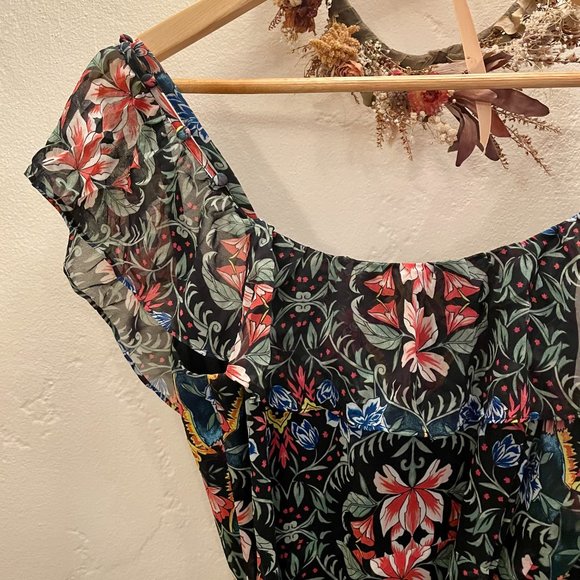 Rebecca Minkoff Jessica Ruffled Floral Midi Wrap Dress - Picture 12 of 13